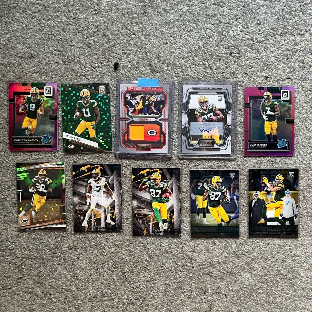 Variety of Green Bay Packers Football Trading Cards